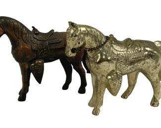6081 - 2 Metal Horses - 5.5 x 4.5 x 1.5
