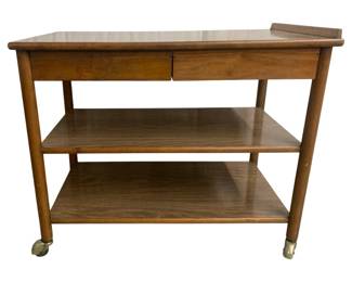 6218 - Mid Century Serving Cart - 29 x 36 x 20 (Description): 2 Drawers Slides to Either Side. one drawer  is lined for silverware