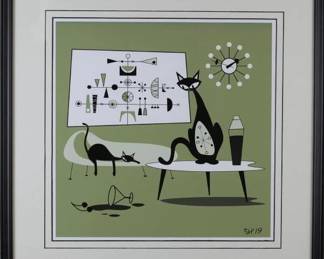 9067 - Cat Lamps I print by Egor Shashikhin (Description): 21 X 21