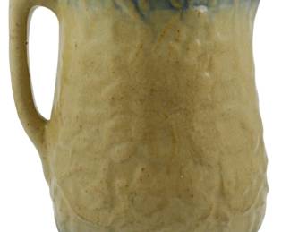 592 - Antique Yellow Ware Stoneware Pitcher 8" (Description): Featuring traditional glazed finish. Measures  8 inches in height.