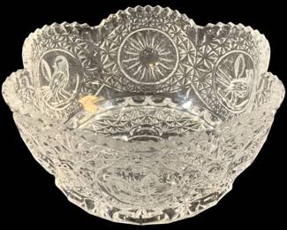 5830 - Hofbauer "The Byrdes" Crystal Bowl (Description): 8 x 3.5