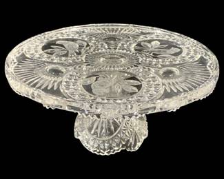 5841 - Hofbauer Crystal Cake Stand "The Byrdes" (Description): 8.75" Round