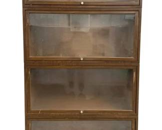 7509 - Vintage Industrial Metal Barrister Bookcase (Description): Featuring Glass Doors, 75 x 35 x 13
