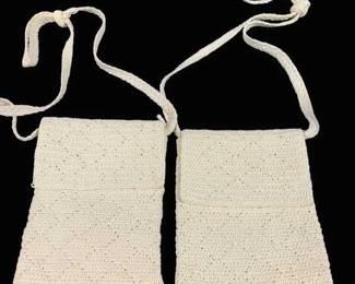 4158 - 2 Vintage Crocheted Crossbody Pouches - 7 x 8