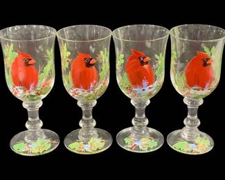 5815 - 4 Pc Set Lenox "Winter Greetings Cardinal" Glasses (Description): 7.75 inches tall