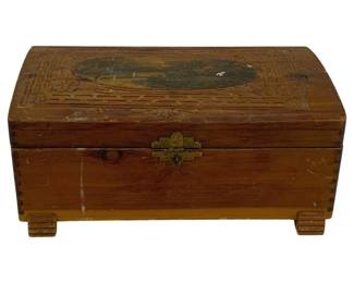 5436 - Wood Storage Box w/ Contents - 11 x 6.5 x 4.5