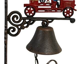 6338 - Cast Iron Firetruck Bell - 11 x 13.5 x 5.5