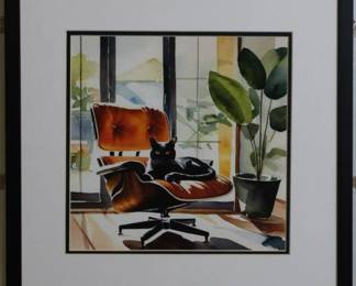 9131 - Mid Century Modern Cat (Description): 19.5 X 19.5