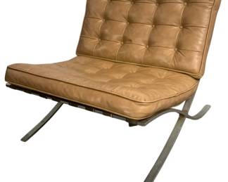 6247 - Mies van der Rohe for Knoll Barcelona Chair (Description): 28 x 30 x 32, brown leather