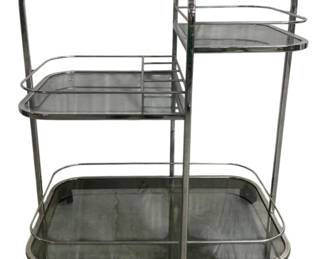 6223 - Chrome and Glass Bar Cart Server (Description): 34 x 19 x 30