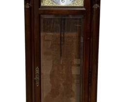 6137 - Ridgeway Grandfather Clock - 21.5 x 14 x 84 (Description): Has the sun & moon dial, weights &  pendalment, with Key. Used as is  electric/electronic/mechanical item. No  guarantee all components, untested.