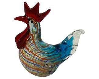 5505 - Murano Art Glass Rooster 8 x 7 x 4
