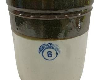 6119 - 6 Gallon Brown & White Stoneware Crock - 14 x 12