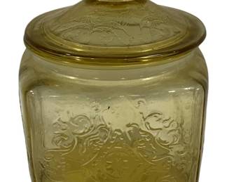 5552 - Federal Amber Madrid Jar w/ Lid - 8 x 5.5 x 5.5