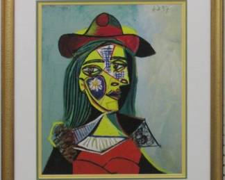 9117 - Woman in Hat and Fur Collar Giclee by Pablo Picass (Description): 22 X 25