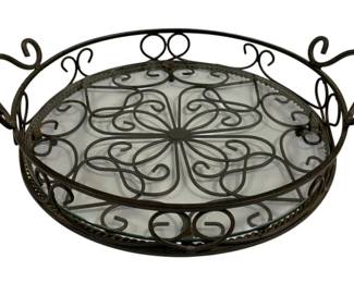 6694 - Glass/Metal Serving Tray - 14" Round