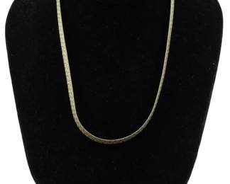 826 - Sterling .925 Herringbone Chain Necklace (Description): Sterling .925 silver flat herringbone chain  necklace with a sleek, flexible design. The  chain features a subtle textured finish that  catches the light beautifully. Weighs 0.55  oz.