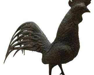 7331 - Bronze Rooster Statue - 21 x 27 (Description): missing one middle toe (talon)