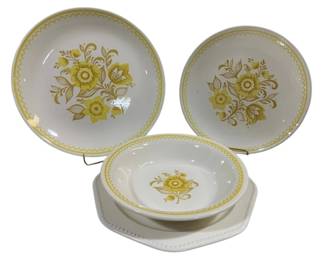 1370 - 2 Platters & 1 Bowl Yellow Floral China (Description): 12" Round