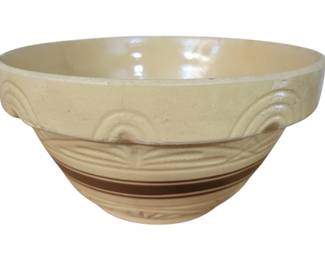 300 - Robinson Ransbottom Pottery Yellow Ware Bowl (Description): 5.5" x 10"