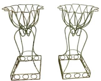 1395 - Pair of Metal Tulip Planters - 32 x 17