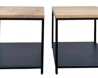 36 - Pair Wood Over Metal Side Tables (Description): 16 x 16 x 16, contemporary