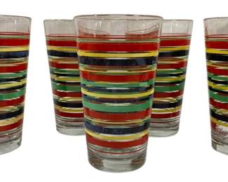 1327 - 5 Genuine Fiesta Stripe Tumblers - 6" Tall