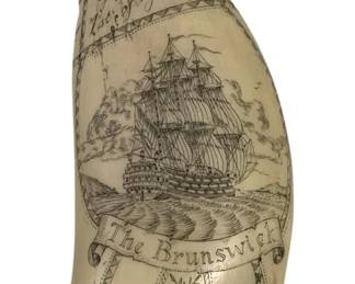 5580 - Vintage Scrimshaw Bone Tusk - 5.5 x 3