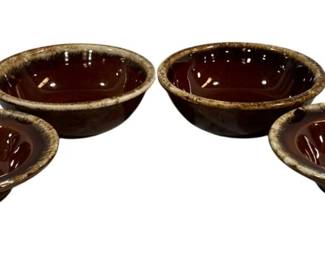 5881 - 4 Hull Pottery Bowls - 6.5", 6" Round
