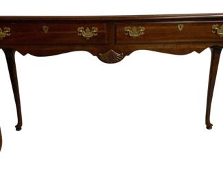 7524 - Queen Anne 2 Drawer Console Table (Description): Cherry Wood w/ Traditonal Brass Hardware. 30  x 52 x 16