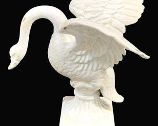 6381 - Cast Iron Swan Decor - 12 x 11 x 14
