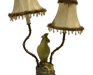 6857 - Vintage Cockatoo Double Lamp - 22" Tall (Description): Used as is electric/electronic/mechanical  item. No guarantee all components, untested.