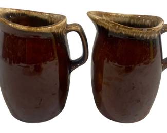 5899 - 2 Hull Pottery Pitchers - 4.5" Tall
