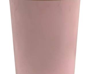1312 - Mid Century Pink w/ Gold Trim Metal Laundry (Description): Hamper & Lid - 12 x 8 x 18