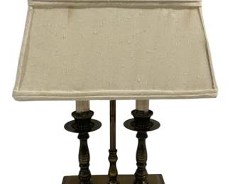 6855 - Vintage Candlestick Style Brass Lamp (Description): Style Holders - 14.5" Tall Used as is electric/electronic/mechanical  item. No guarantee all components, untested.