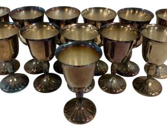 6891 - 12 Silver Plated Goblets - 5.75",6" Tall