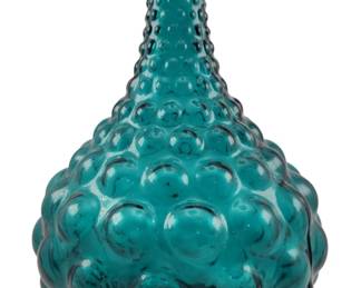 305 - Vintage Empoli "Genie" Decanter in Teal Blue (Description): 9.5"  - Features a distinct hobnail or bubble  pattern
