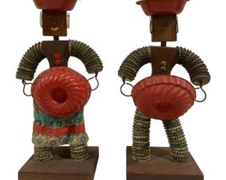 326 - 2 Mid Century Bottle Cap Folk Art Couple (Description): 12 x 6