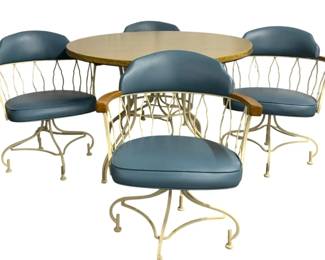 7538 - Retro Dining Set w/ 4 Swivel Barrel Chairs (Description): Table - 29 x 42 Chairs - 31 x 24 x 18