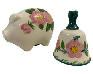 6916 - Franciscan Desert Rose Piggy Bank & Bell (Description): 5 x 7 x 3.5 4.5 x 3.25