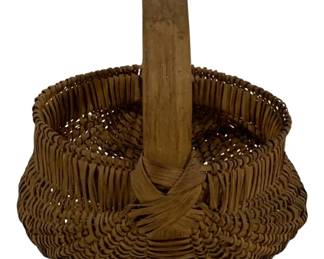 5563 - Vintage Buttocks Style Woven Splint Basket (Description): 5 x 5 x 5.5