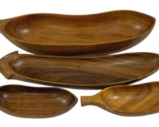 4356 - 4 Monkey Pod Wood Serving Dishes