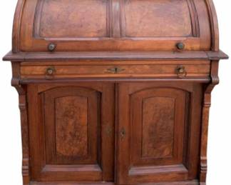 4951 - Victorian Walnut Cylinder Roll Secretary (Description): 41 x 32 x 20