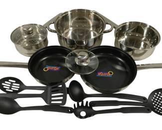 6147 - 12 pc Lot Pots, Pans & Utensils