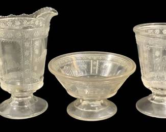 6803 - EAPG Adams & Co Egyptian Revival Glass (Description): 3 pieces - 6.5" Tall