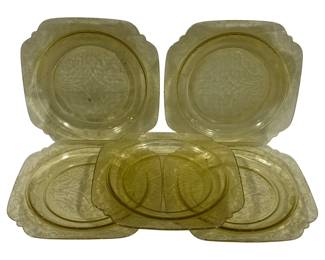 5558 - 5 Federal Amber Madrid Plates - 8.75 x 8.75