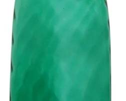 937 - Vintage Empoli Green Swirl Glass Vase 24" (Description): Vintage Empoli green glass vase featuring an  elegant swirl optic pattern throughout the  body. The vase has a distinctive flared rim  and tapers from a square base to a slender  cylindrical form. The rich teal-green coloring is characteristic of mid-century  Italian glasswork. Measures 24 inches tall.