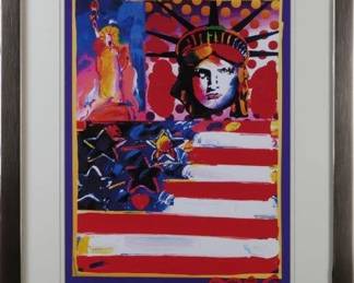 9028 - God Bless America Giclee by Peter Max (Description): 21 X 26