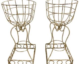 1391 - Pair of White Metal Planters - 32 x 14