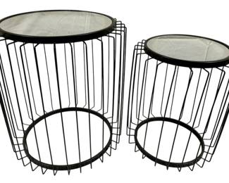 101 - Metal Mirror Top Nesting Tables - 19 x 21
